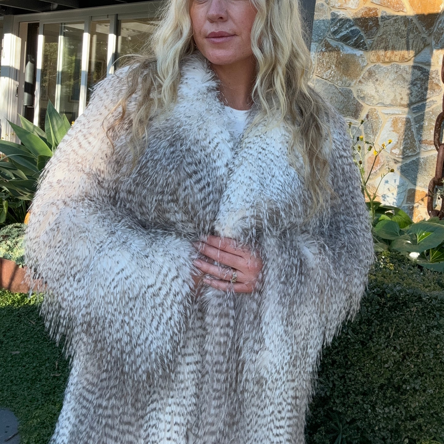 CHLOE Faux Ostrich Feather Fur ~ Grey