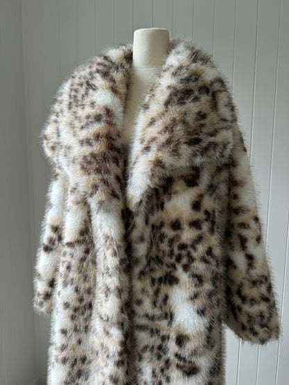 GISELLE Snow Leopard Faux Fur Coat