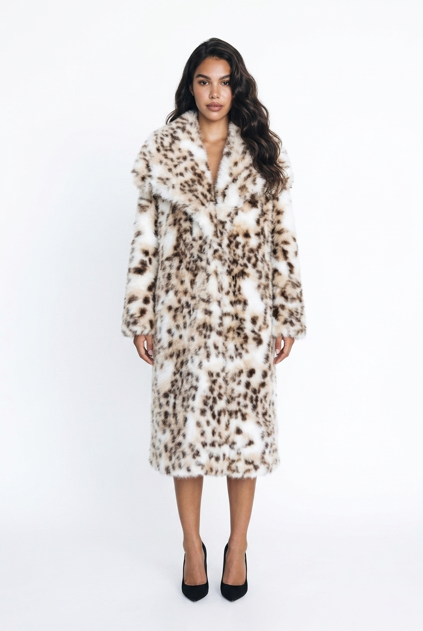 GISELLE Snow Leopard Faux Fur Coat *CUSTOM*