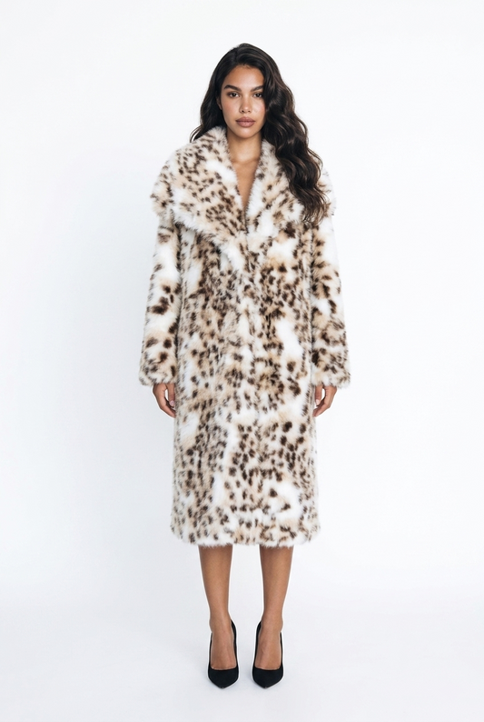 GISELLE Snow Leopard Faux Fur Coat *CUSTOM*