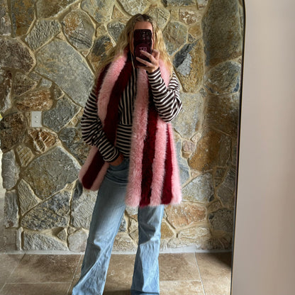 MIMI Faux Fur Scarf ~ Candy Stripe