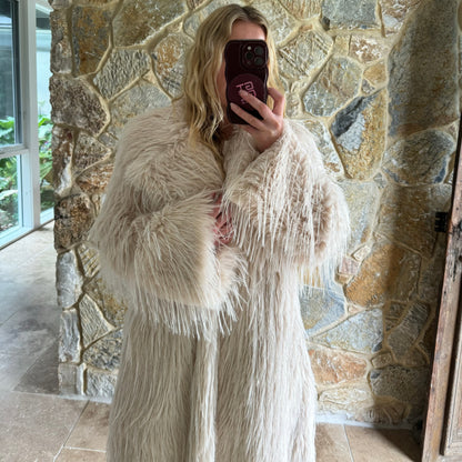 LUCY Faux Ostrich Feather Fur ~ Cream