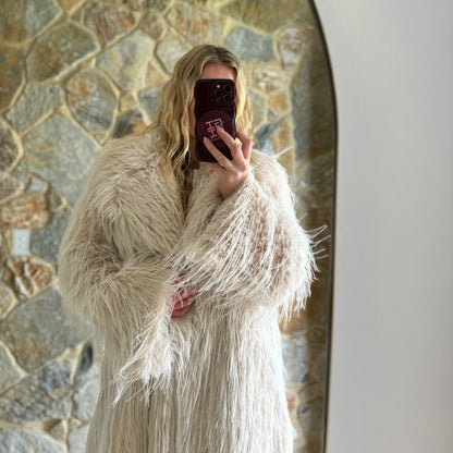 LUCY Faux Ostrich Feather Fur ~ Cream
