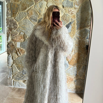 CHLOE Faux Ostrich Feather Fur ~ Grey